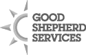 Logo for Good Shepherd Services featuring a stylized sun on the left and the organization name in bold uppercase letters on the right.