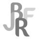 Overlapping capital letters "J", "B", "F", and "R" in varying shades of gray on a light background.